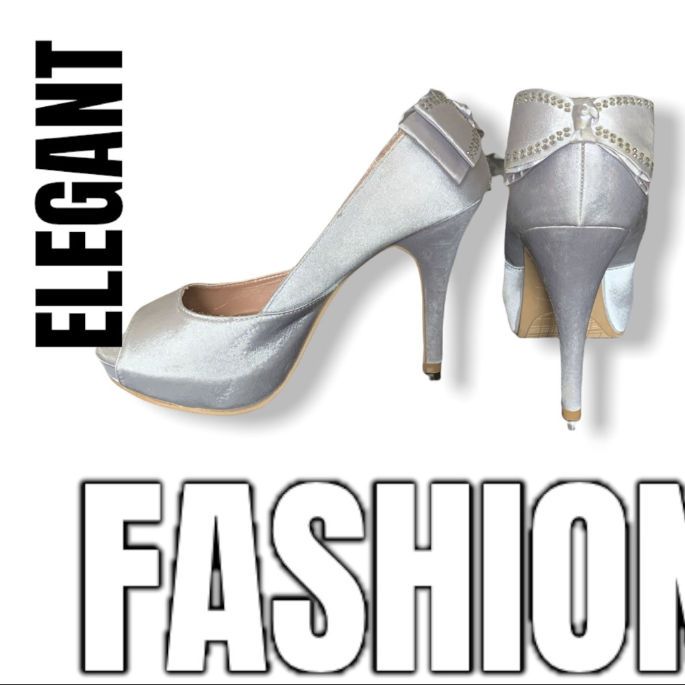 G21 Grey Silk Fabric Stiletto Size 9